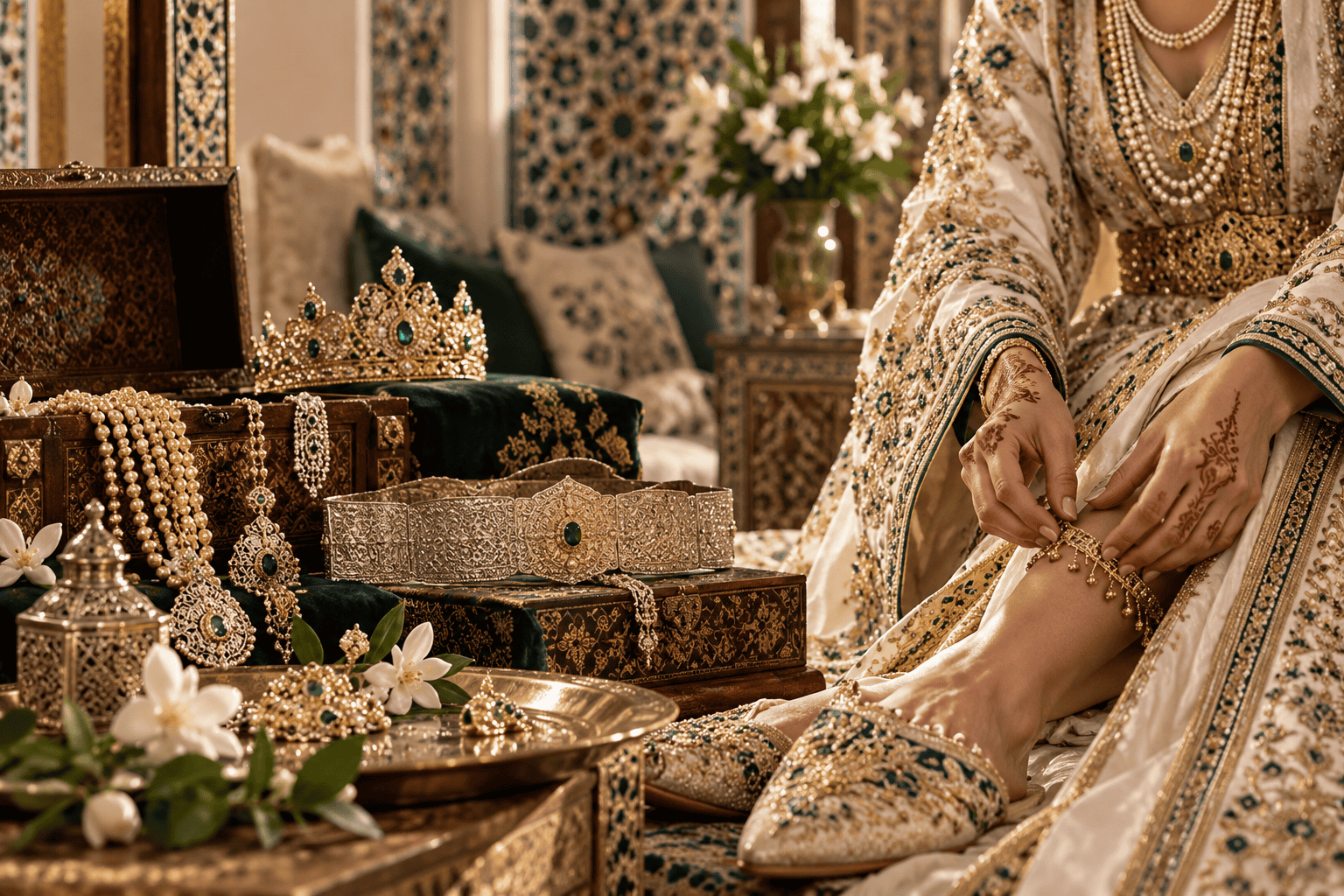 Joyas y accesorios tradicionales de novia marroquí